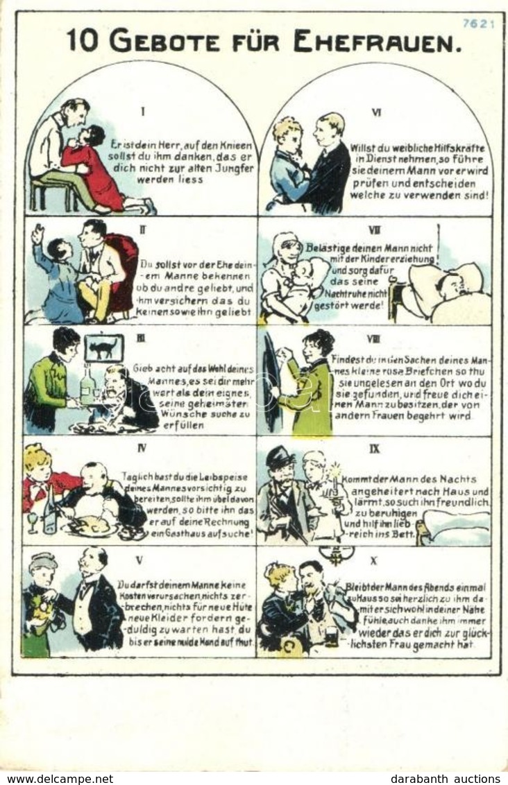 ** T2/T3 '10 Gebote Für Ehefrauen' / 10 Commandments For Wives, Marriage Humour, B.B. & O.L. No. 7621 (EK) - Sin Clasificación