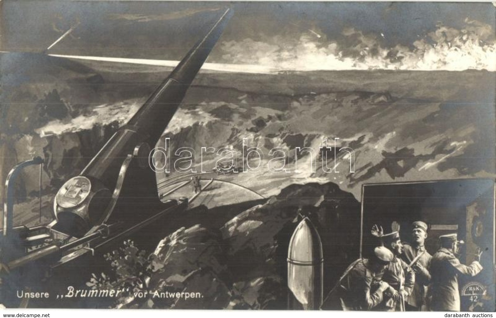 ** T1 Unsere 'Brummer' Vor Antwerpen / WWI German Military Art Postcard, Cannon - Non Classés