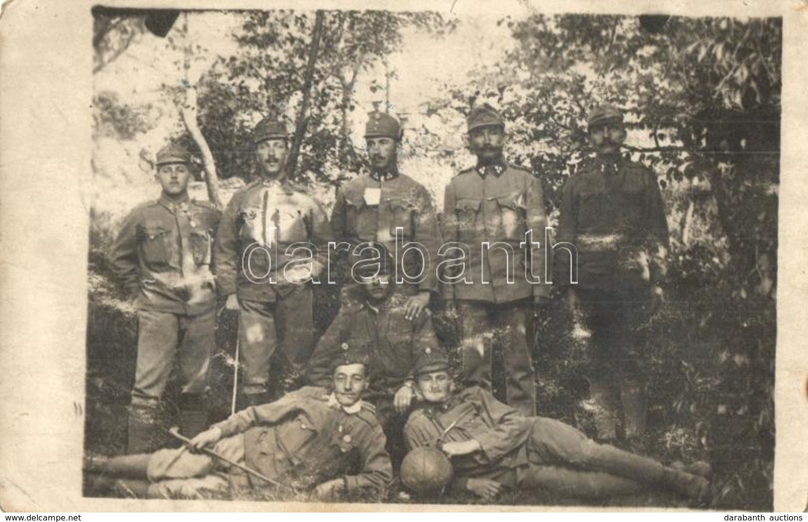 T2/T3 1916 M. Kir. 20. H. Gy. H. O. II. üdülőszakasza, Csoportkép Focilabdával / WWI K.u.K. Hungarian Soldiers' Group Ph - Non Classés