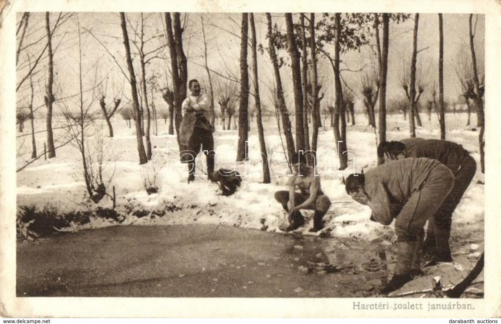 T2/T3 Harctéri Toalett Januárban, Az Érdekes Újság Kiadása / Military WWI Hungarian, Washing In January (EK) - Non Classés