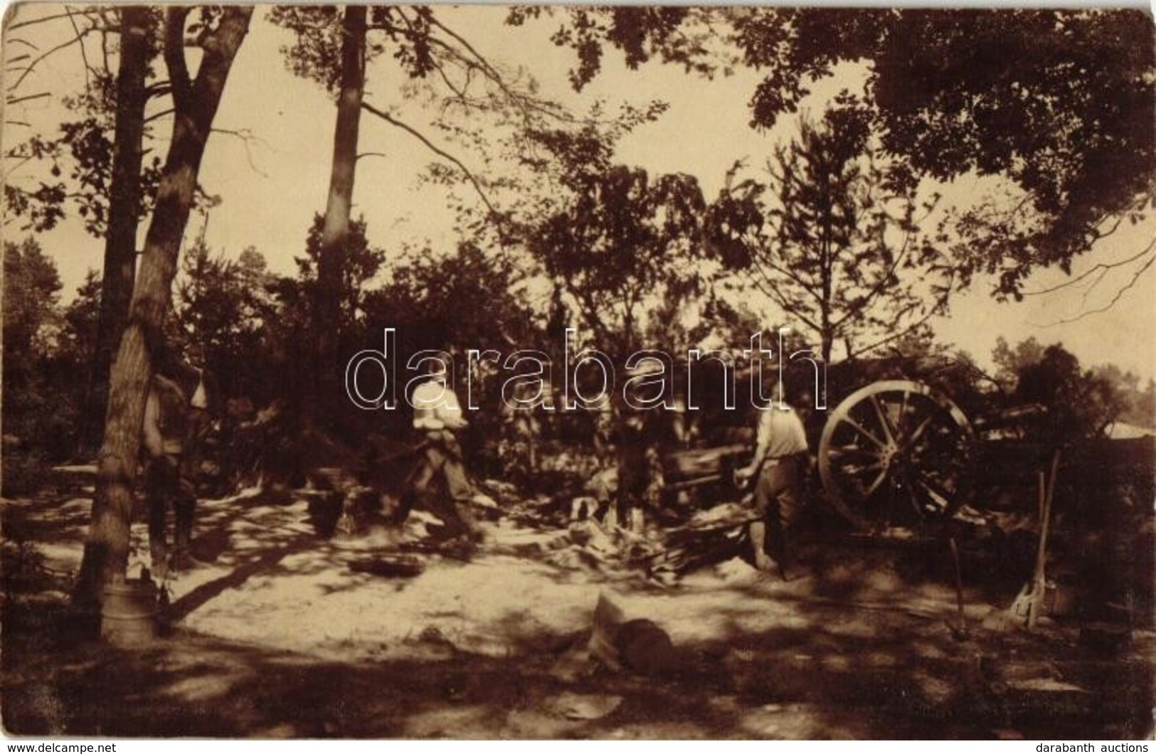 ** T2 WWI K.u.K. Military Camp, Soldiers With Cannon, Photo - Ohne Zuordnung