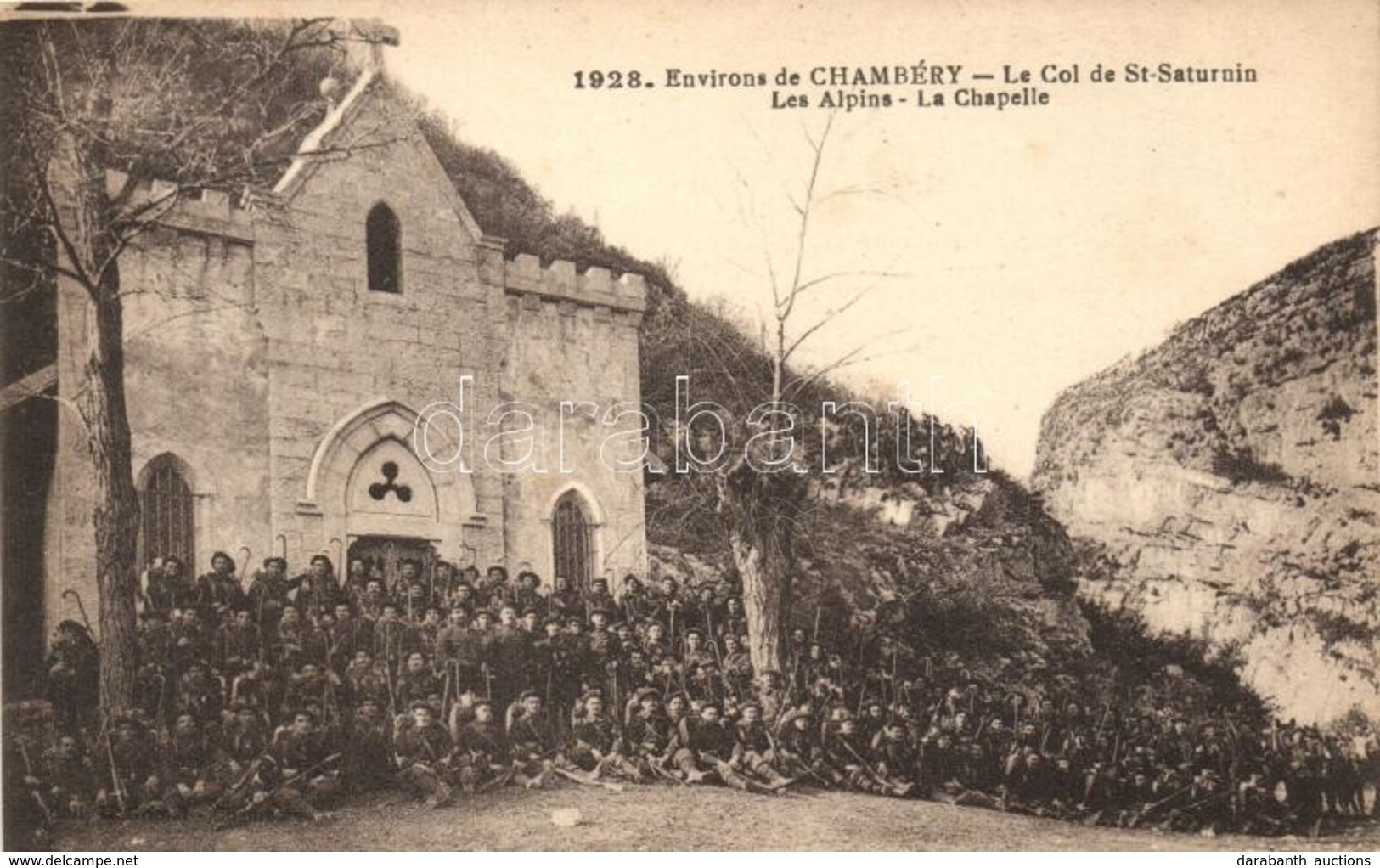 ** T2 Environs De Chambéry, Col De St-Saturnin / Chapel, French Alpine Hunter Soldiers, Group Picture - Unclassified