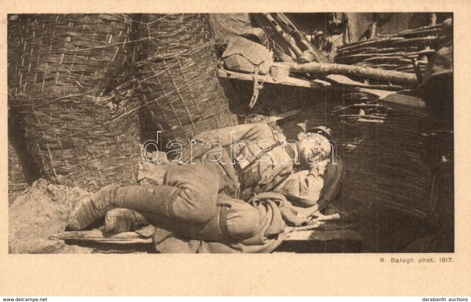 ** T1/T2 Egy Oslavijai Lövészárokban. Első Világháborús Osztrák-magyar Katonai Lap / WWI K.u.K. Military, Resting Soldie - Unclassified