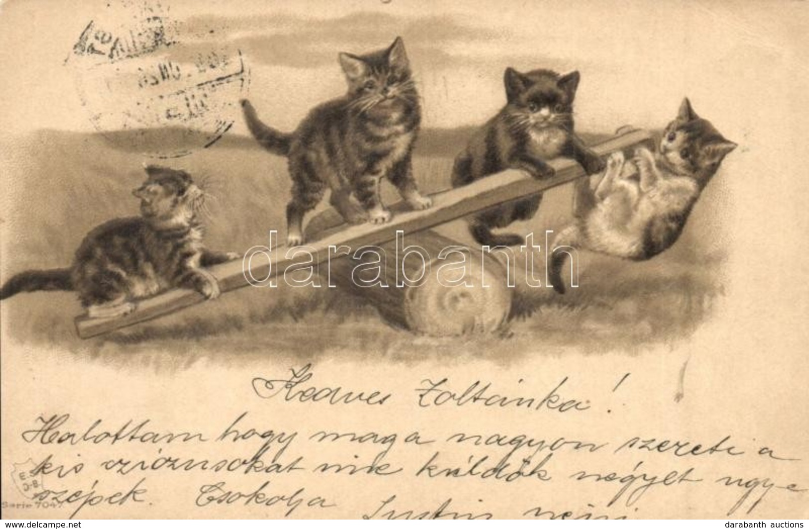 T2/T3 1900 Cats On Teeter, E. S. D. B. Serie 7047. Litho Emb. (EK) - Sin Clasificación