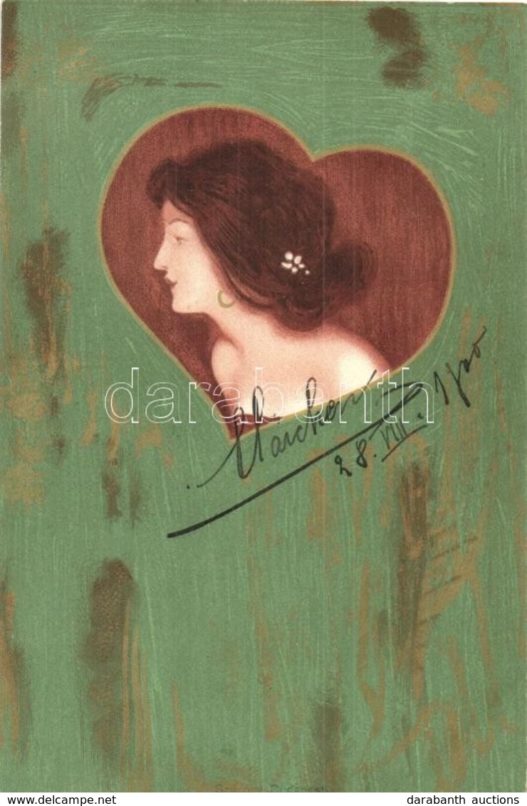 T2 Chromolitho Lady, Unsiged Raphael Kirchner - Non Classés