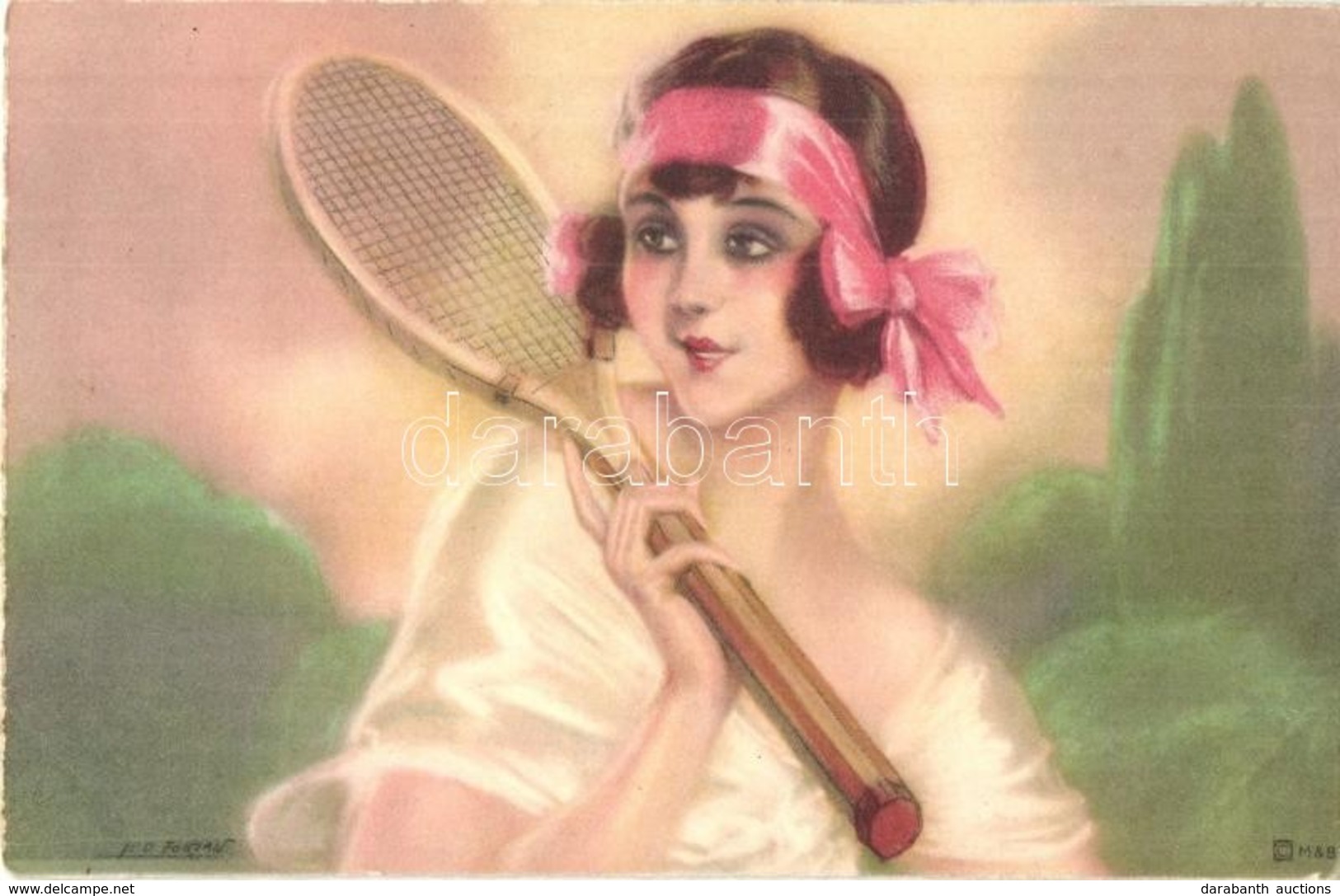** T2 Lady With Tennis Racket, Sport, Art Postcard. Meissner & Buch Kunstkarte Nr. 3201. S: Leo Fontan - Ohne Zuordnung