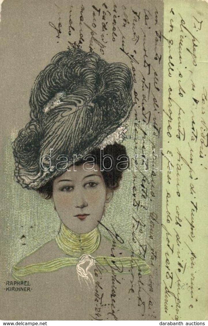 T2/T3 1904 Art Nouveau Lady With Feathered Hat. S: Raphael Kirchner (EK) - Non Classés