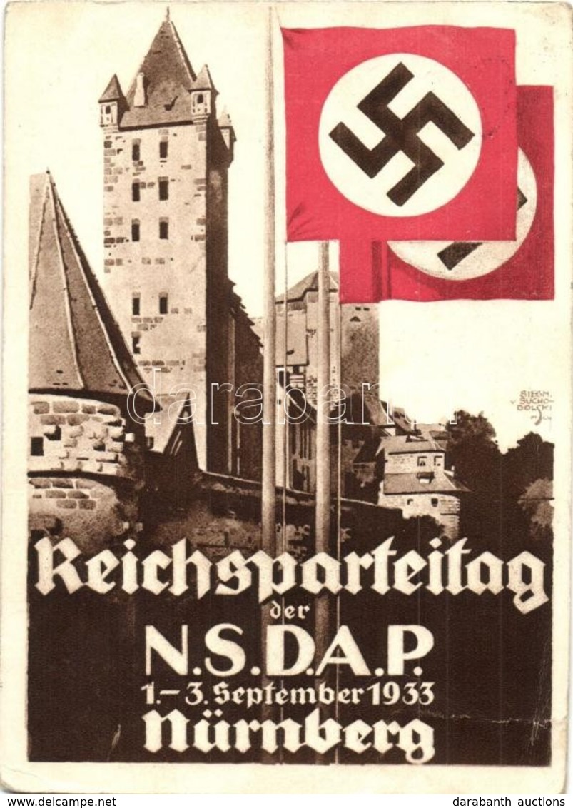 T3 1933 Reichsparteitag Nürnberg / NSDAP German Nazi Party Propaganda, Nuremberg Rally, Swastika. S: Siegmund Von Suchod - Unclassified