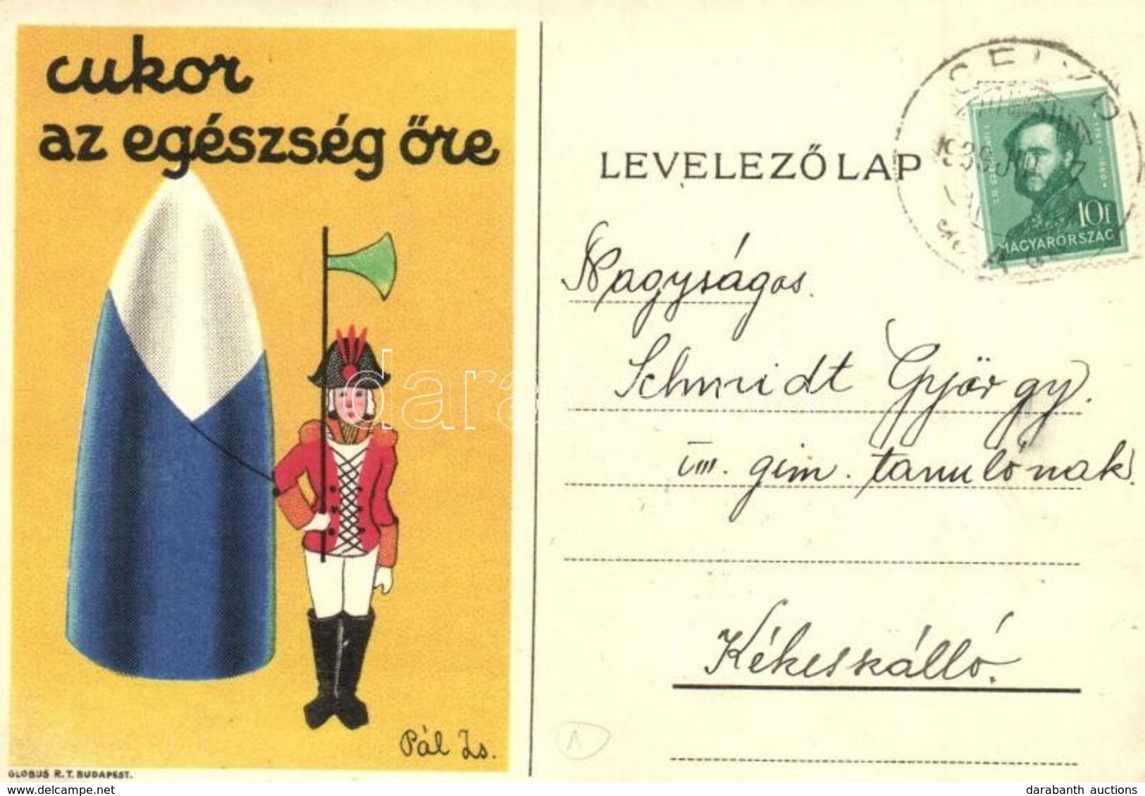 T2/T3 Cukor Az Egészség őre / Hungarian Sugar Propaganda Advertisement S: Pál Zs. (EK) - Non Classés