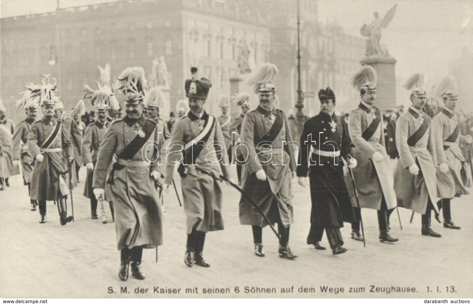 ** T1 SM Der Kaiser Mit Seinen 6 Söhnen Auf Dem Wege Zum Zeughause / Wilhelm II With His Sons. Advertisement Of Theodor  - Sin Clasificación