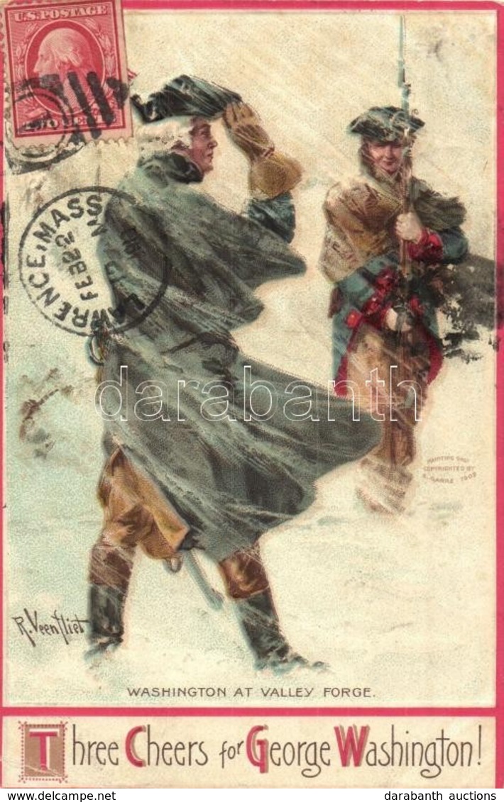 T2/T3 Washington At Valley Forge, Litho, Emb., S: R. Veentliet, TCV Card (EK) - Sin Clasificación