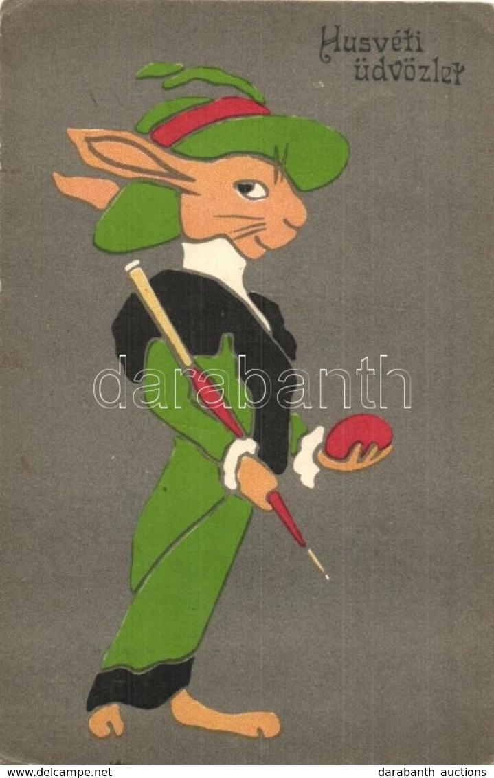 T2/T3 Húsvéti üdvözlet! / Art Nouveau Rabbit, Easter Greeting. EAS 15589. Litho (EK) - Non Classificati