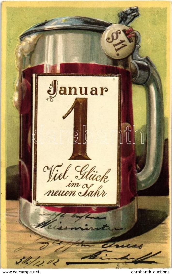 T2/T3 New Year, Beer Mug, Emb. Litho (Rb) - Sin Clasificación