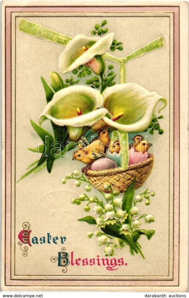 T2/T3 Easter, Flowers, Chicken, Trademark Series No. 2408. Emb. Litho (EK) - Unclassified