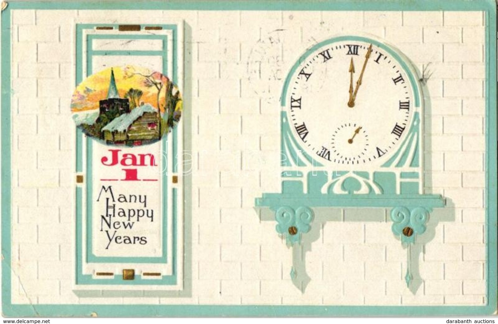 T2/T3 New Year, Clock,  Emb. Litho (EK) - Unclassified