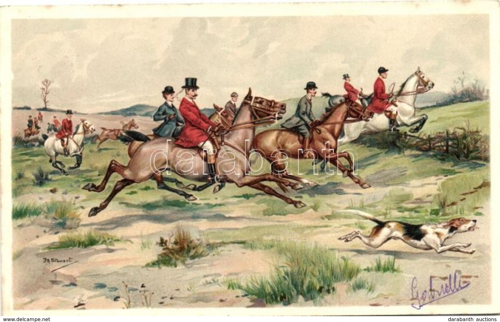 T2 Hunters On Horses, Dogs, T.S.N. Serie 602, S: J.A. Stewart - Sin Clasificación