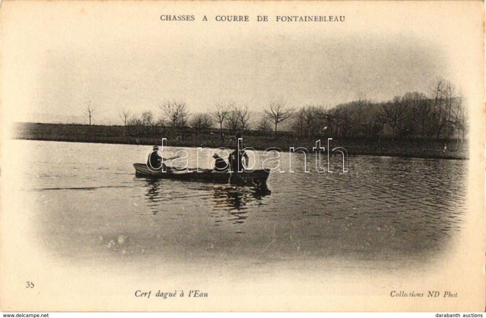 ** T2 Chasses A Courre De Fontainebleau, Cerf Dague A L'Eau /  Deer Hunting, Deer Capturing In The Water - Non Classificati