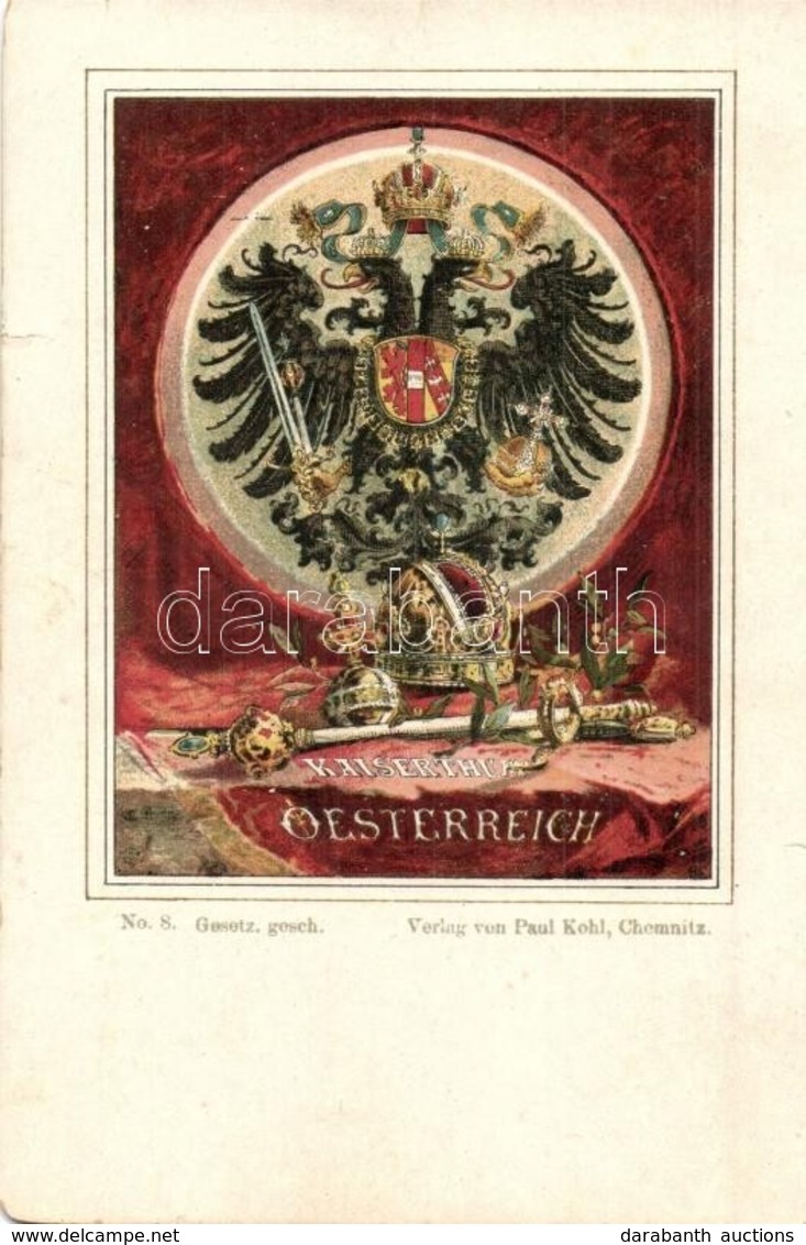 ** T3 Kaiserthum Österreich. Verlag Von Paul Kohl No. 8. / Coat Of Arms Of The Austrian Empire. Litho  (EM) - Non Classés