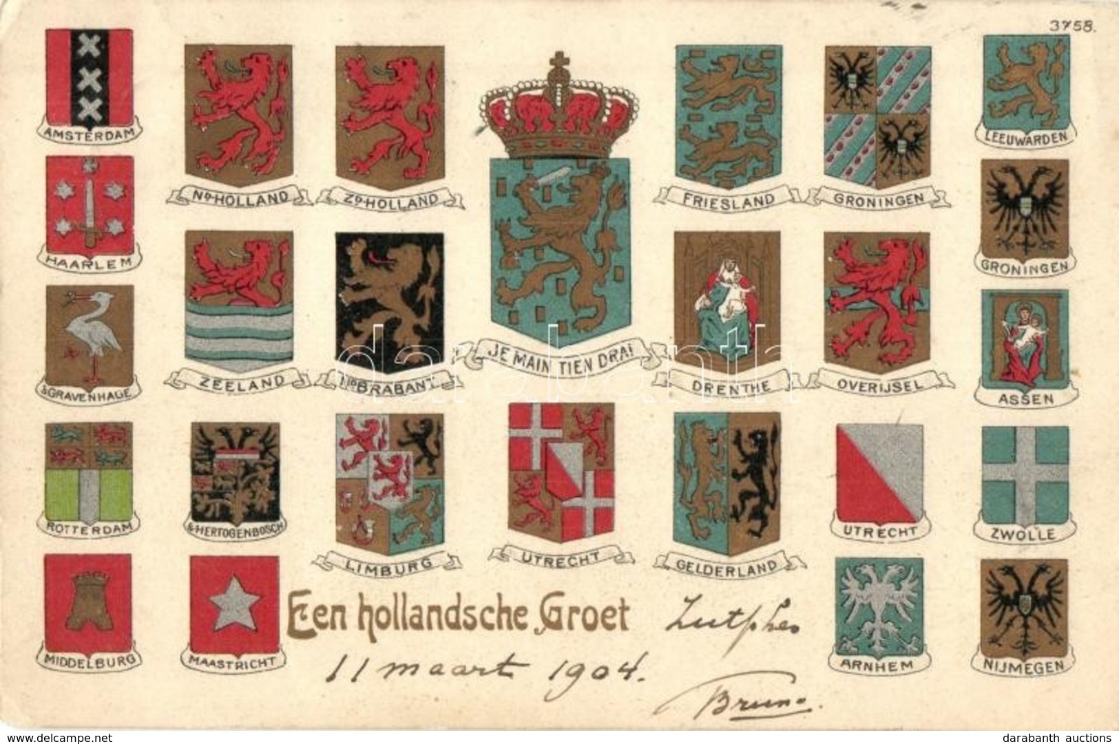 T2/T3 1904 Een Hollandsche Groet / Netherland, Coat Of Arms, Litho (EK) - Sin Clasificación