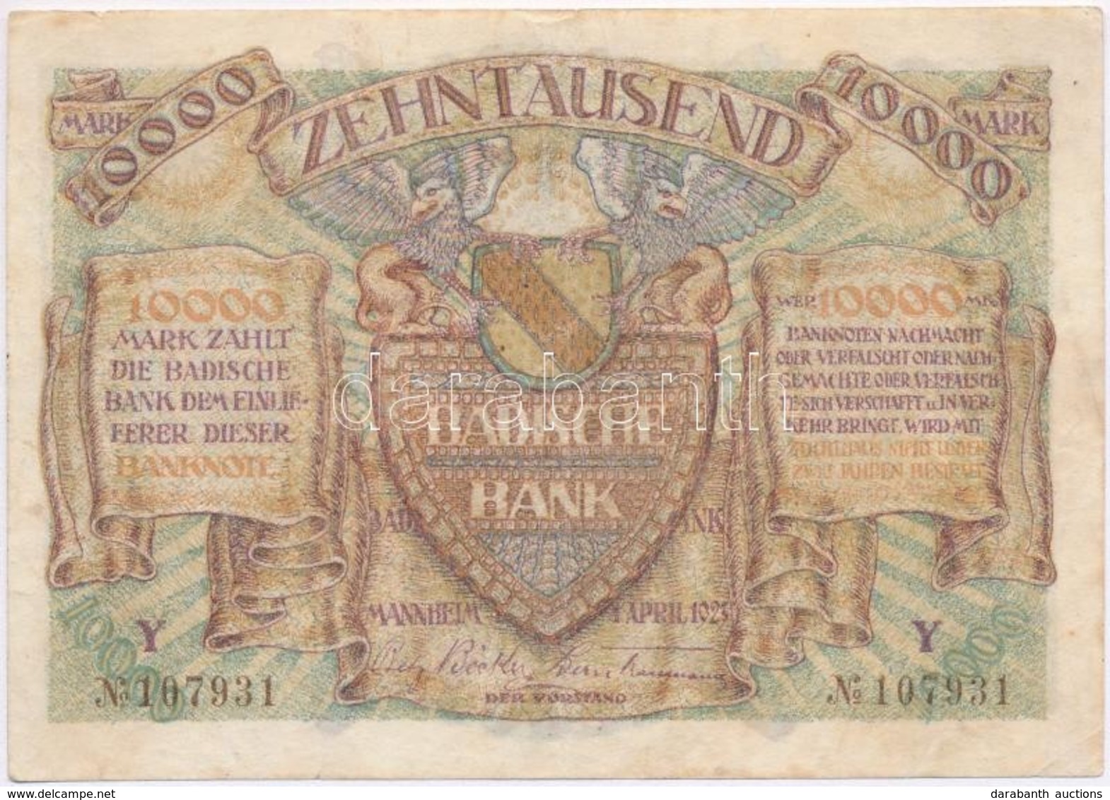 Németország / Weimari Köztársaság / Baden 1923. 10.000M Szükségpénz T:III
Germany / Weimar Republic / Baden 1923. 10.000 - Sin Clasificación