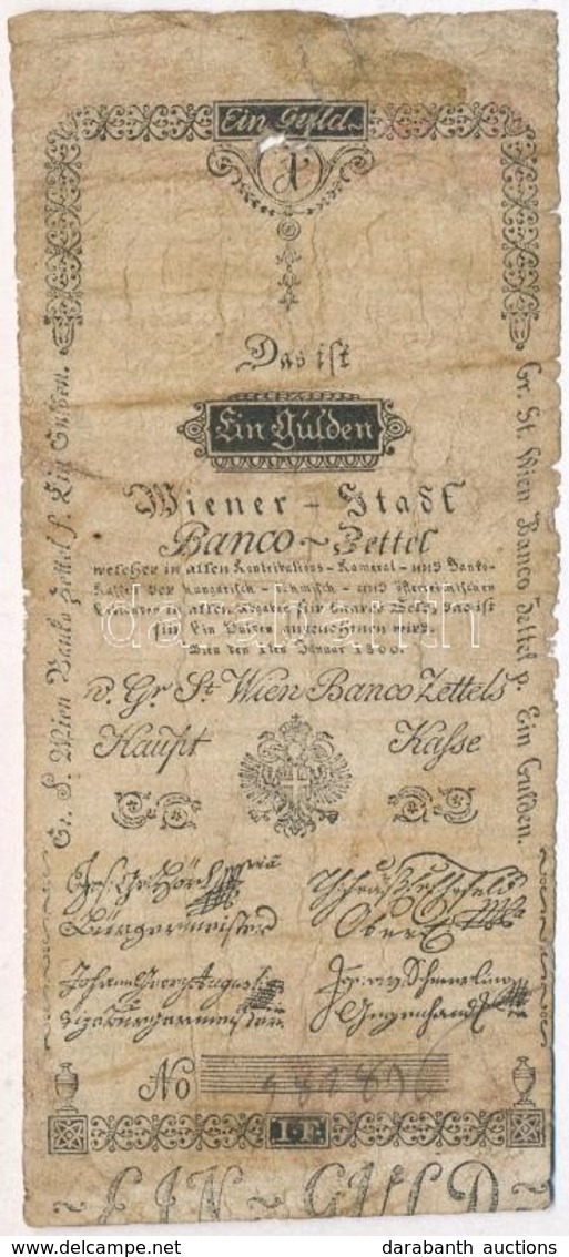 1800. 1G Kézi Sorszámmal, Szárazpecséttel T:IV
Habsburg Empire 1800. 1 Gulden With Handwritten Serial And Embossed Stamp - Unclassified