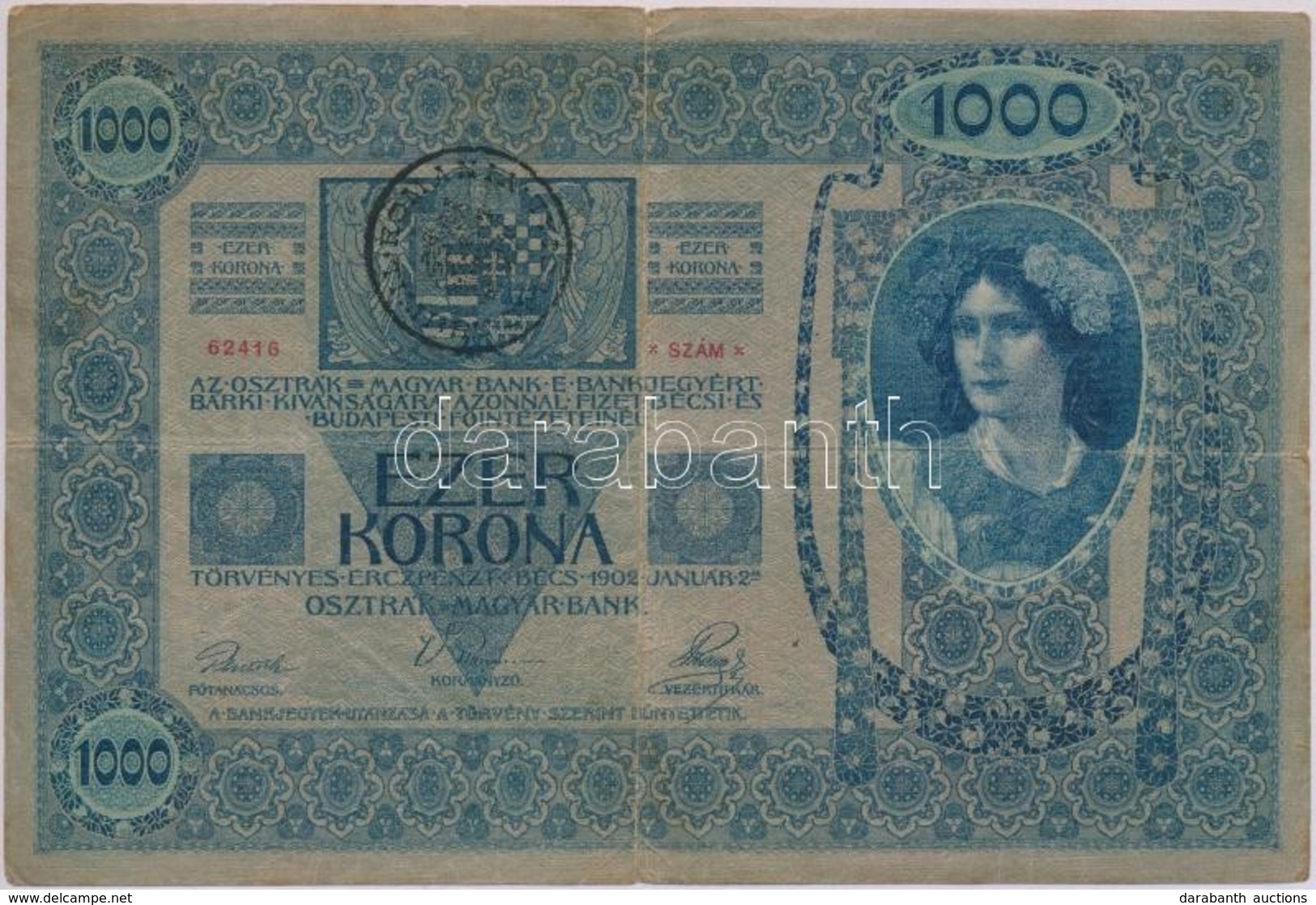 1902. 1000K Román Felülbélyegzéssel T:III,III- - Ohne Zuordnung