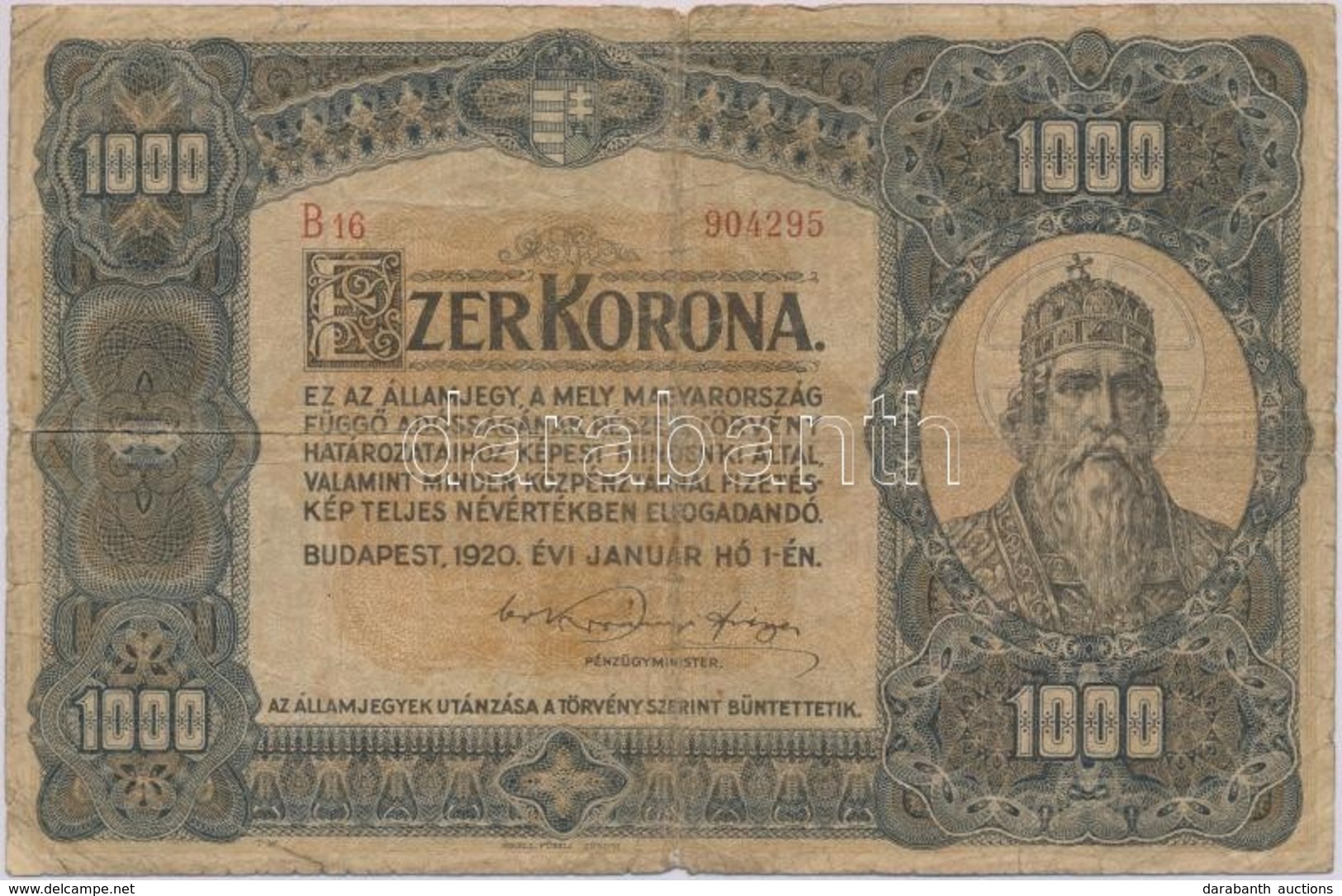 1920. 1000K 'Orell Füssli Zürich' T:III-
Adamo K36 - Non Classés