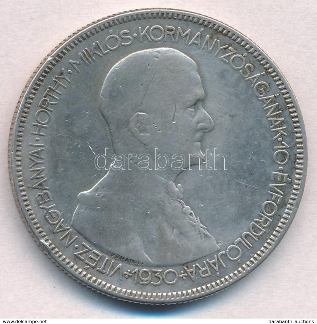 1930. 5P Ag 'Horthy Jobbra' T:3 
Adamo P8 - Sin Clasificación