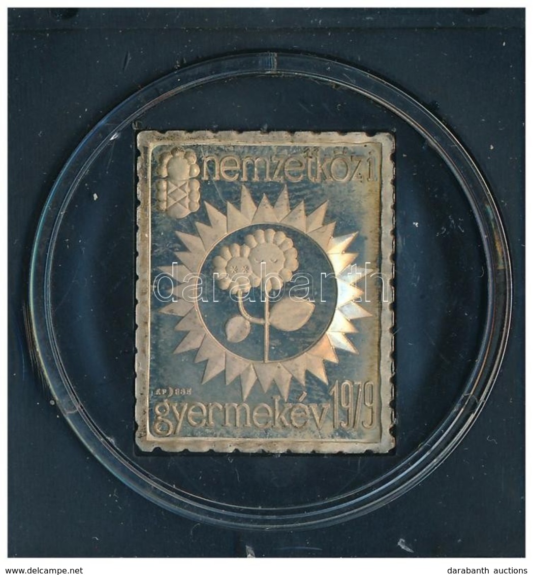 1979. 'Nemzetközi Gyermekév' Ag Bélyegérem Eredeti ÁPV Tokban (~3,41g/0.835/27x22mm) T:PP Fo.,patina - Unclassified