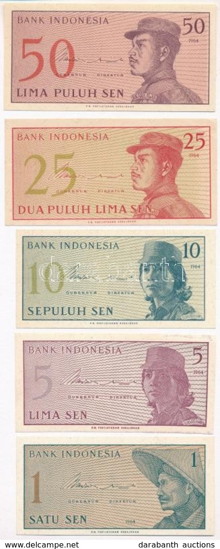 Indonézia 1964. 1s + 5s + 10s + 25s + 50s T:I 
Indonesia 1964. 1 Sen + 5 Sen + 10 Sen + 25 Sen + 50 Sen C:UNC 
Krause 90 - Non Classés