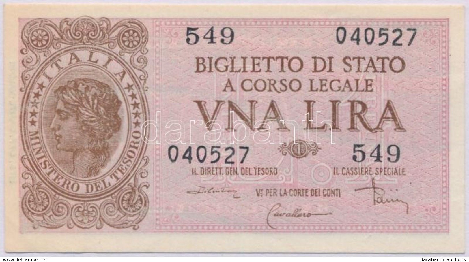 Olaszország 1944. 1L T:I-
Italy 1944. 1 Lira C:AU - Unclassified