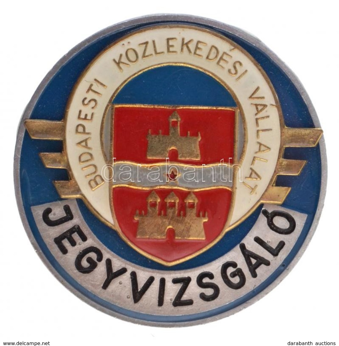 ~1980. 'Jegyvizsgáló - Budapesti Közlekedési Vállalat' Zománcozott Fém Jelvény (44mm) T:1-,2 - Non Classés