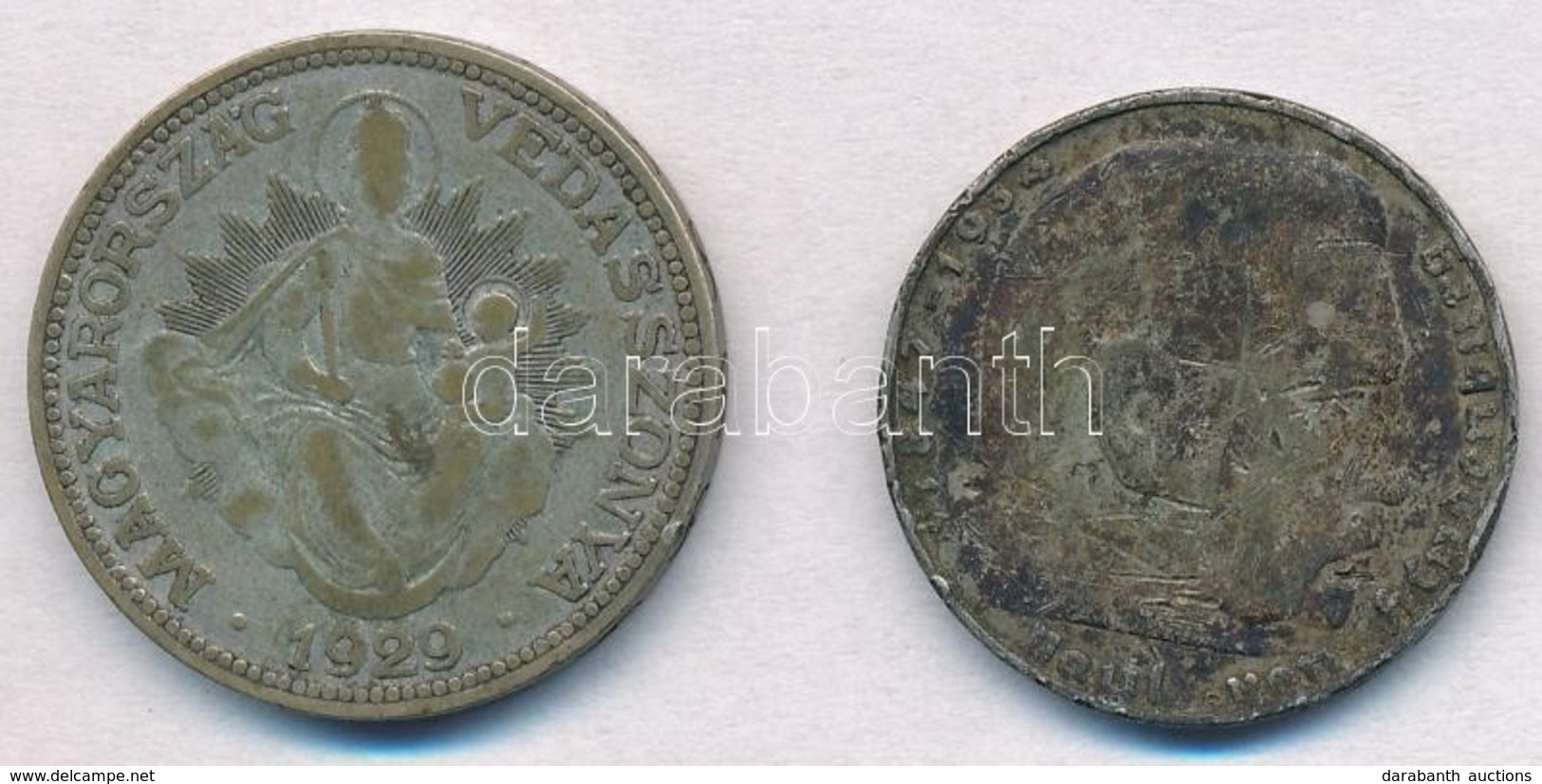 Vegyes: 1929. 2P Ag 'Madonna' + Német Harmadik Birodalom 1938J 2M Ag 'Hindenburg' T:3 Patina
Mixed: Hungary 1929. 2 Peng - Ohne Zuordnung