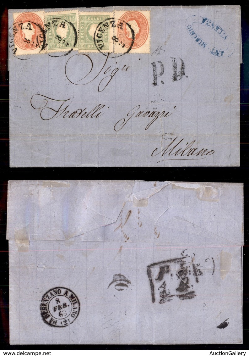 ANTICHI STATI - LOMBARDO VENETO - Frode Postale - Bicolore (33+35+35+33) - Lettera Da Vicenza A Milano Del 8.2.63 - 5 So - Other & Unclassified