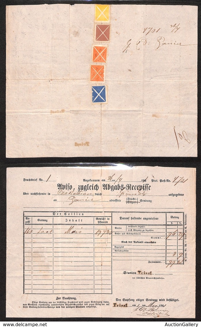 ANTICHI STATI - AUSTRIA - TERRITORI ITALIANI - Trieste 1 Maggio 1861 - Croci (formato Piccolo) Cinque Diverse (giallo A  - Altri & Non Classificati