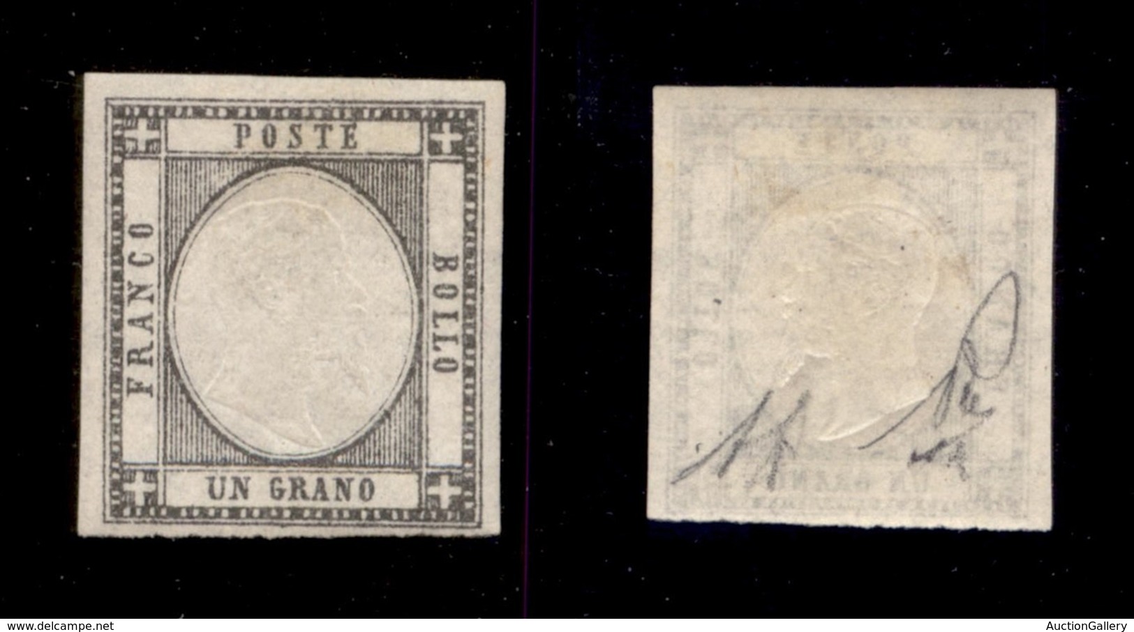 ANTICHI STATI - NAPOLI - 1861 - 1 Grano Grigio Scuro (19a) - Gomma Originale - Diena - Autres & Non Classés