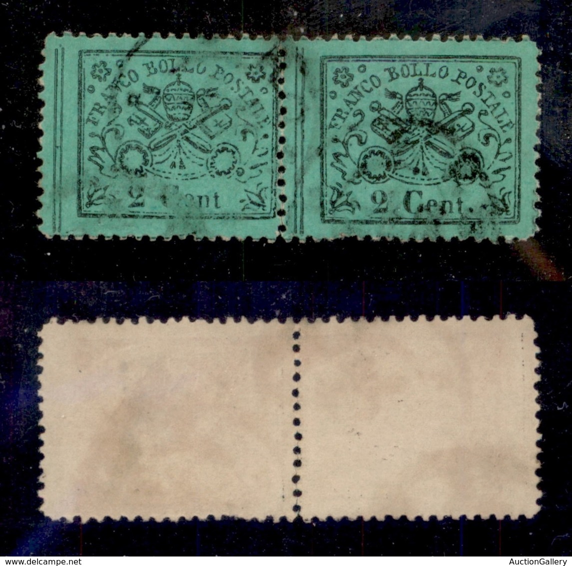 ANTICHI STATI - PONTIFICIO - 1868 - 2  Cent (22) - Coppia Orizzontale Usata (400) - Sonstige & Ohne Zuordnung