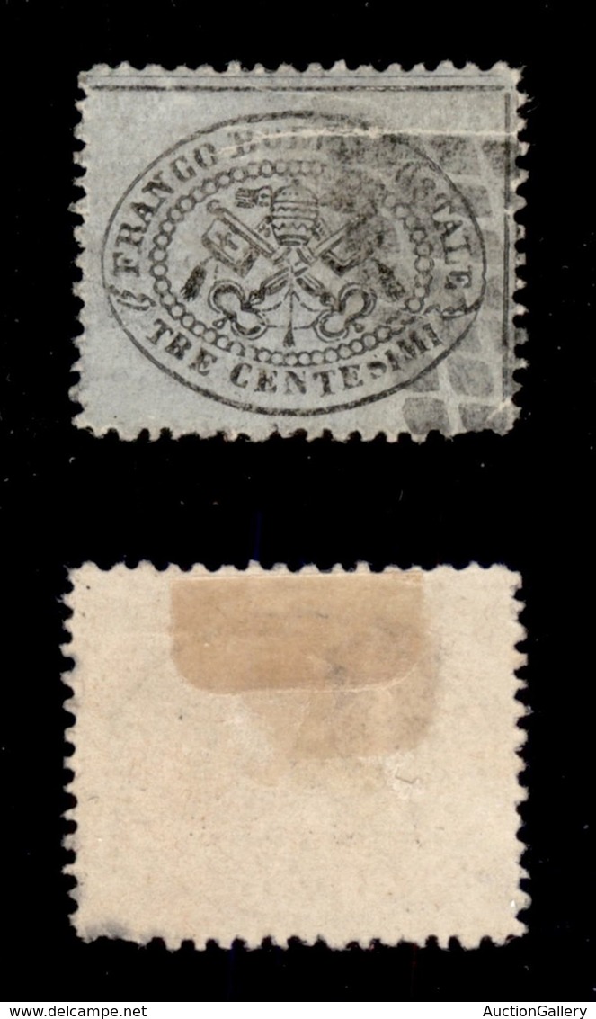 ANTICHI STATI - PONTIFICIO - 1868 - 3 Cent (24) Usato - Dentellatura Difettosa In Basso A Destra (5.500) - Andere & Zonder Classificatie