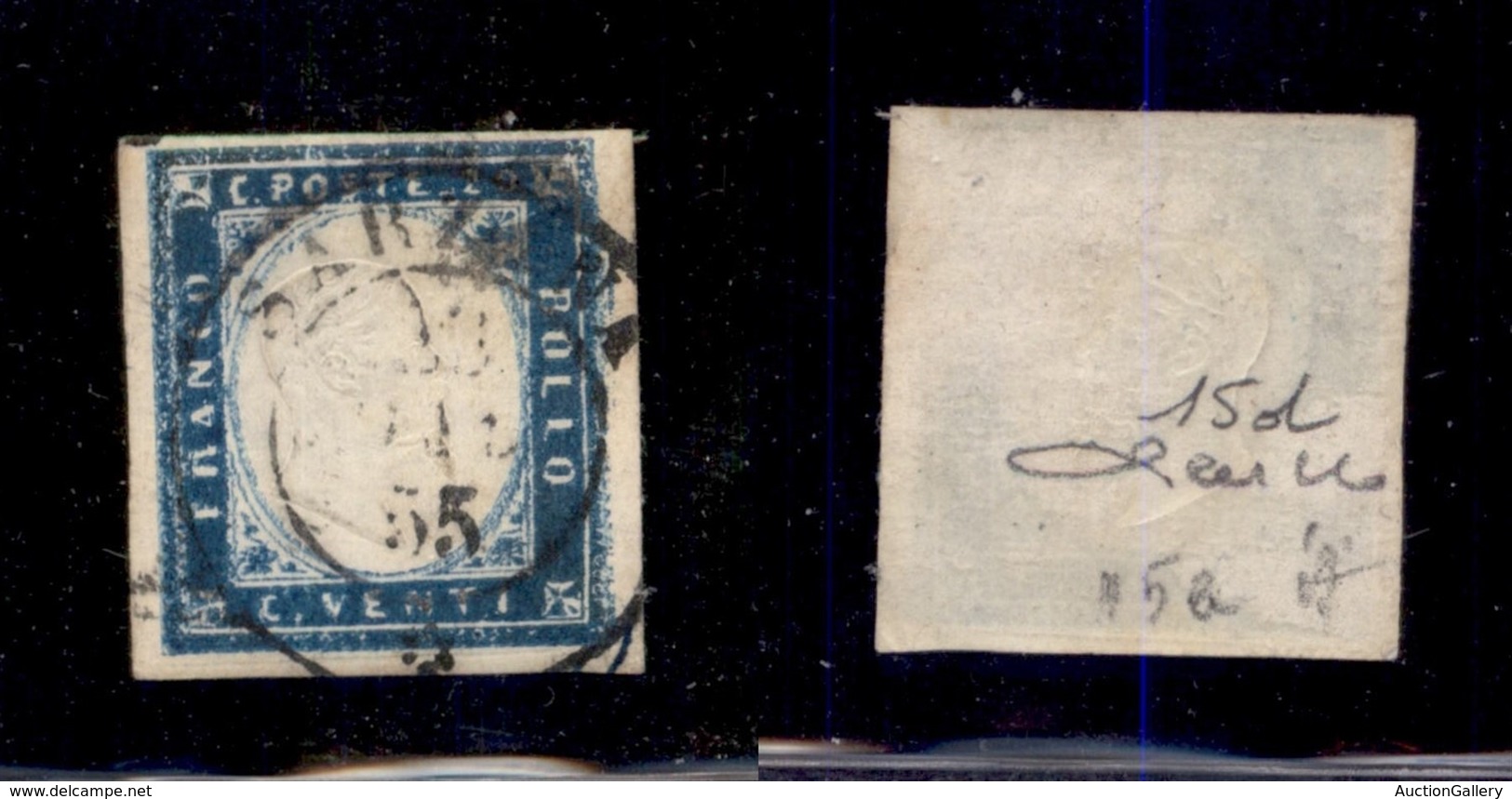 ANTICHI STATI - SARDEGNA - 1855 - 20 Cent (15d) Usato - Cert. Cardillo - Sonstige & Ohne Zuordnung