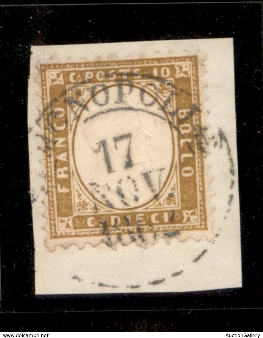 REGNO D'ITALIA - 1862 - 10 Cent (1) Usato Su Frammento - Monopoli 17.11.62 - Diena (850) - Sonstige & Ohne Zuordnung