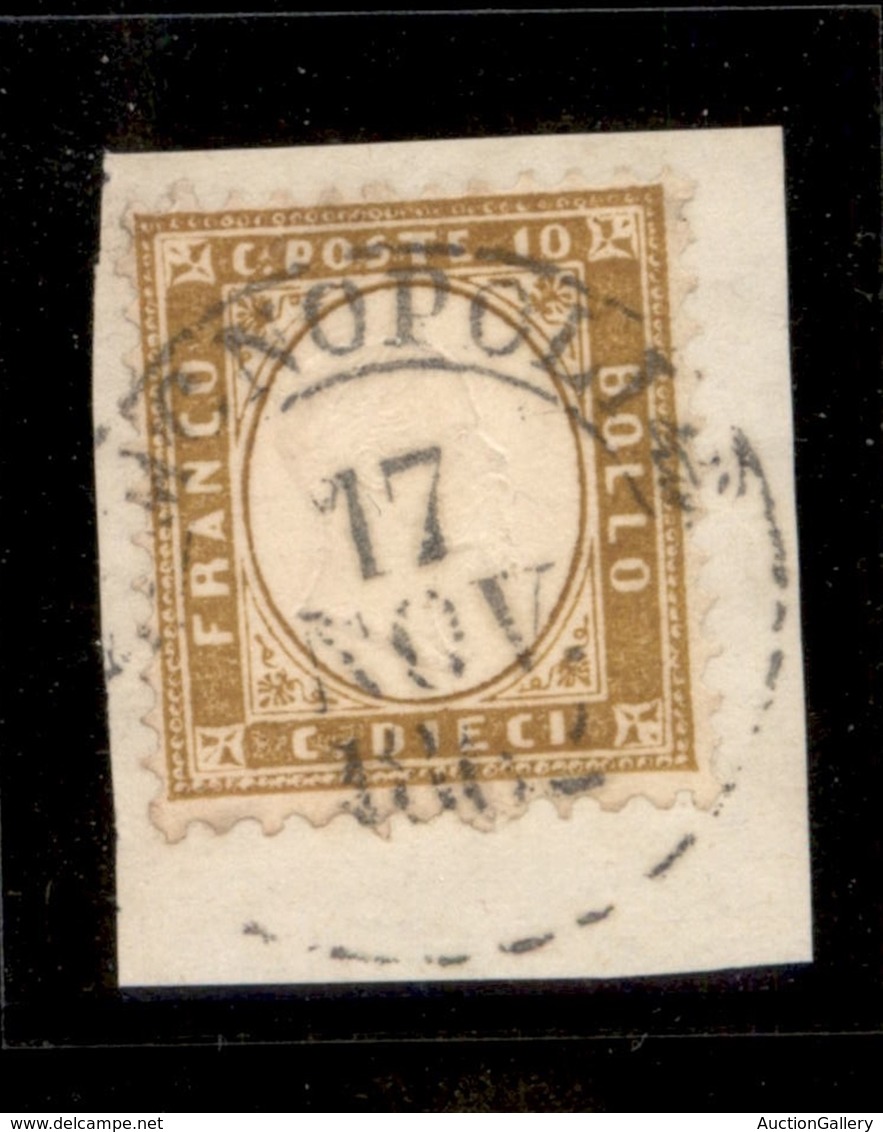 REGNO D'ITALIA - 1862 - 10 Cent (1) Usato Su Frammento - Monopoli 17.11.62 - Diena (850) - Autres & Non Classés