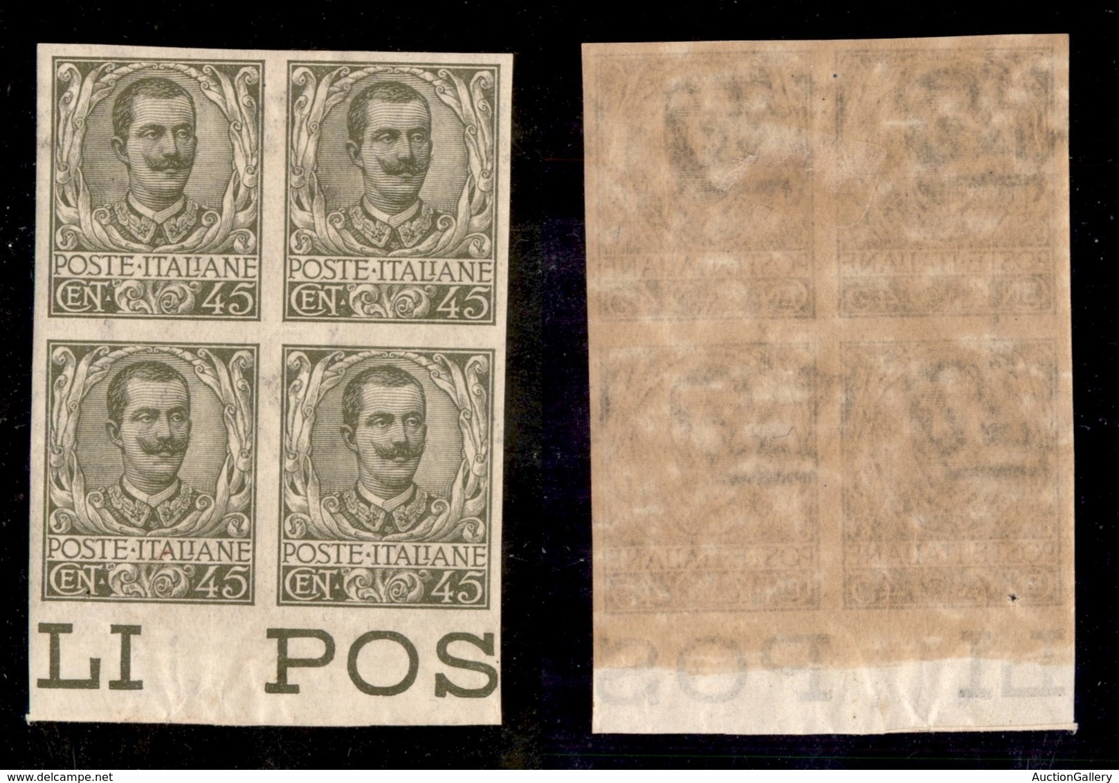 REGNO D'ITALIA - 1901 - 45 Cent Floreale (75g) - Quartina Non Dentellata Bordo Foglio - Gomma Originale - I Due Inferior - Sonstige & Ohne Zuordnung