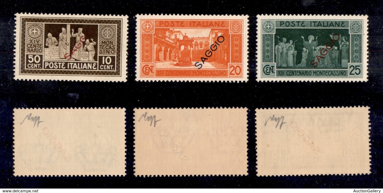 REGNO D'ITALIA - 1929 - Saggi - Montecassino (262/264) - 3 Valori - Gomma Integra - Sonstige & Ohne Zuordnung