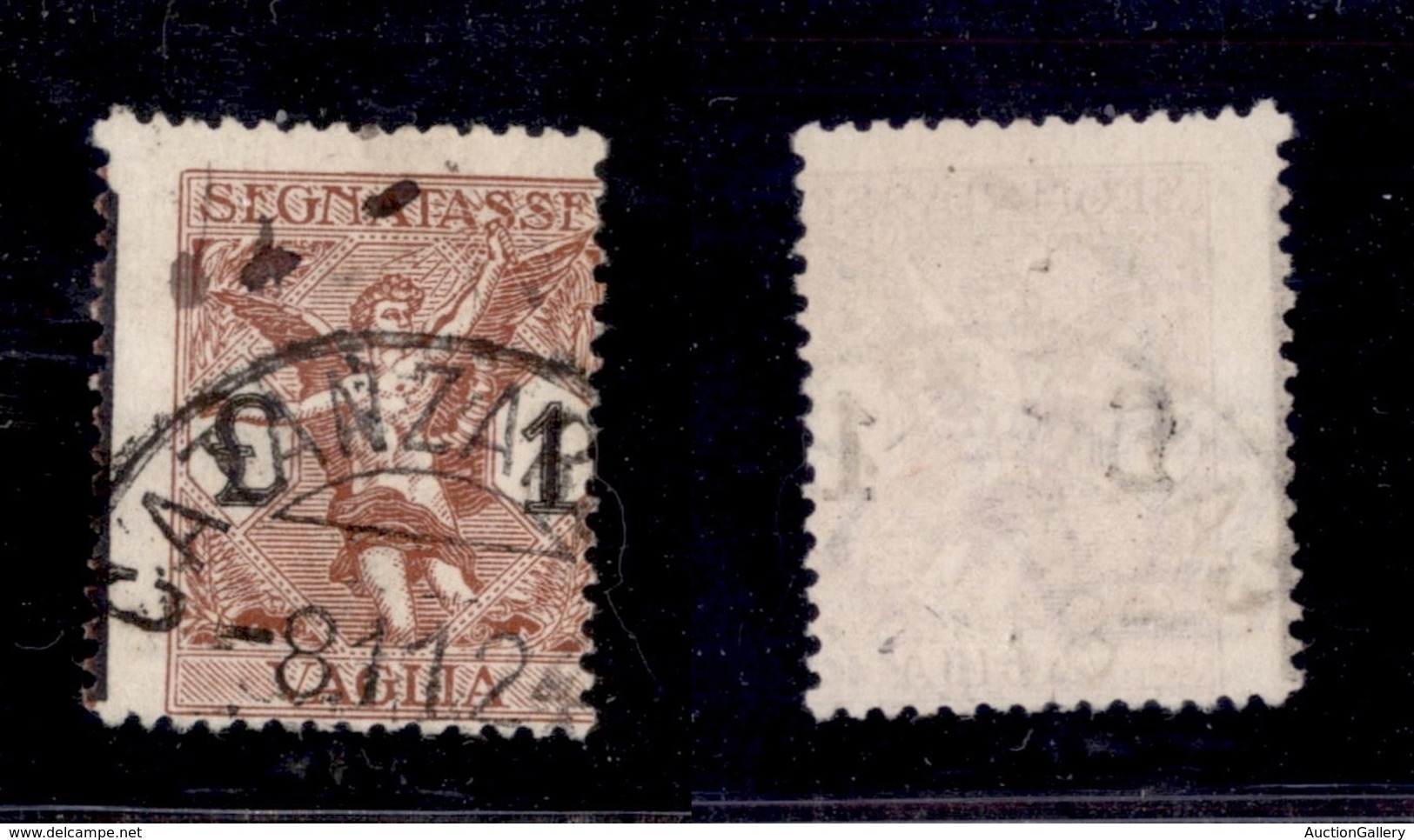 REGNO D'ITALIA - 1924 - Segnatasse Vaglia - 1 Lira (4-varietà Eb) Usato - Dentellatura Verticale Spostata A Sinistra Con - Sonstige & Ohne Zuordnung