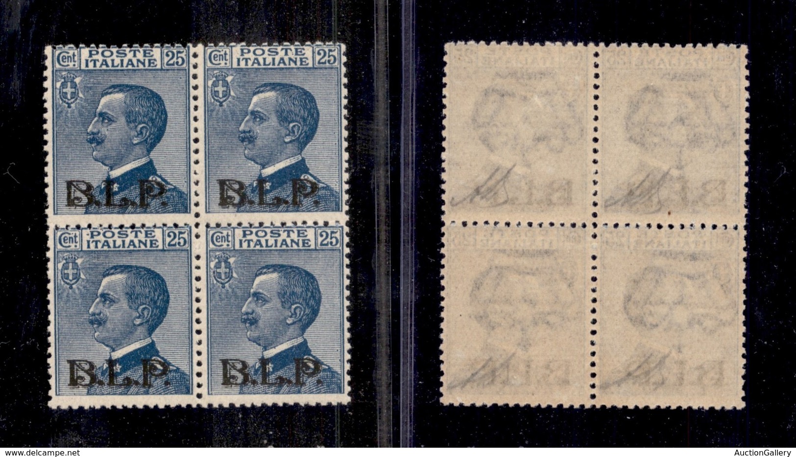 REGNO D'ITALIA - 1922 - BLP - 25 Cent (8) In Quartina - Filigrana Capovolta - Gomma Integra - Non Catalogato - Autres & Non Classés