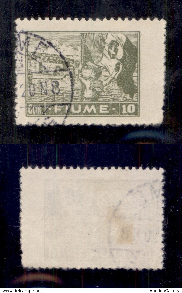 OCCUPAZIONI - FIUME - 1919 - 10 Corone (C48Kc-varietà) Usato - Carta C - Dentellatura Verticale Destra Spostata E Obliqu - Fiume