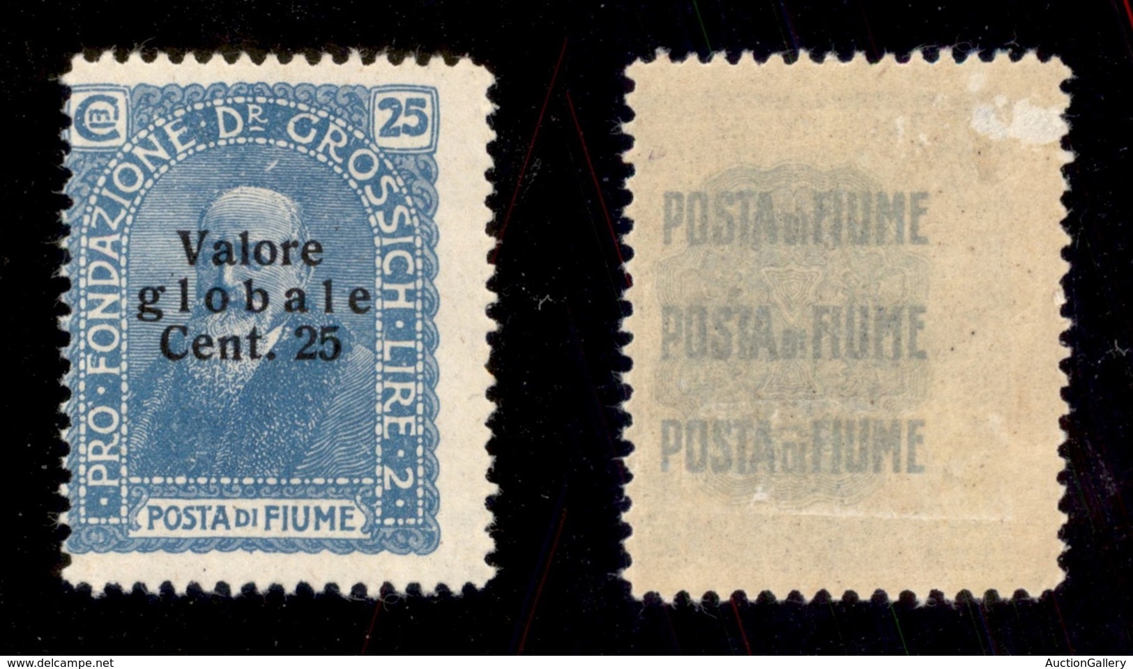 OCCUPAZIONI - FIUME - 1920 - 25 Cent Valore Globale (103b-celeste Latteo) - Gomma Originale (600) - Fiume