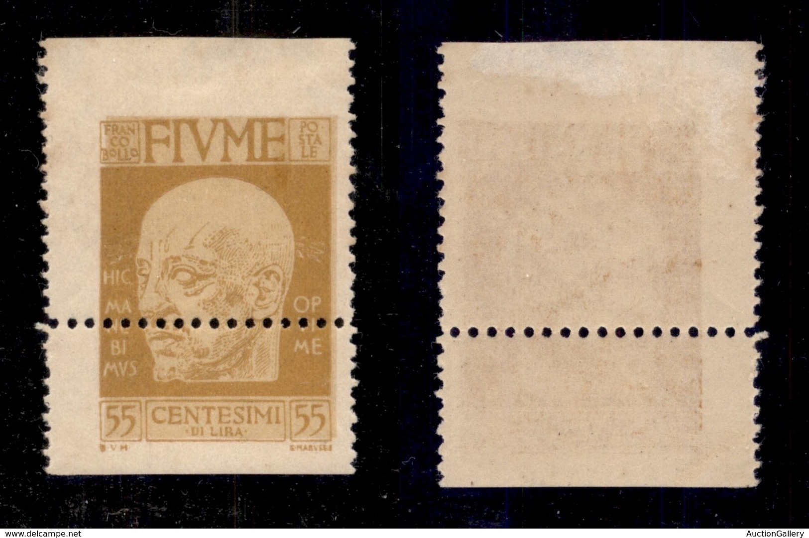 OCCUPAZIONI - FIUME - 1920 - 55 Cent D’Annunzio (121 Varietà) - Unica Dentellatura Orizzontale Spostata In Basso - Gomma - Fiume