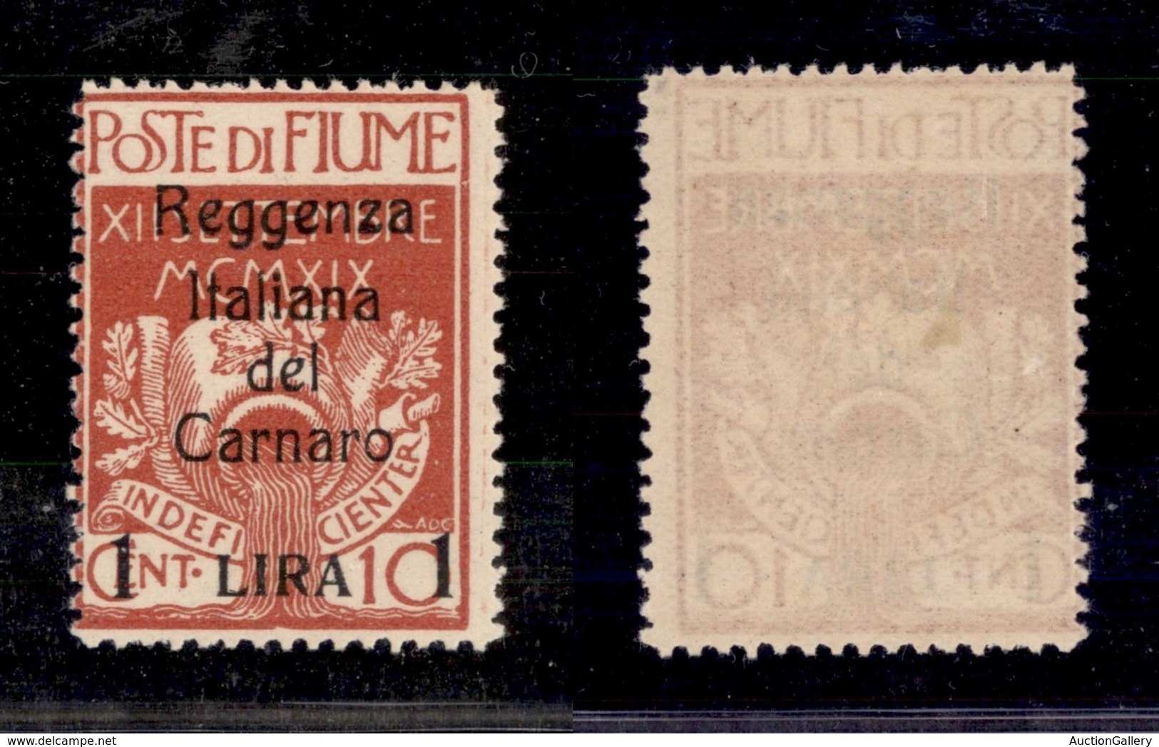 OCCUPAZIONI - FIUME - 1920 - 1 Lira Su 10 Cent (143t) Senza Emblema Al Retro - Gomma Originale (220) - Fiume