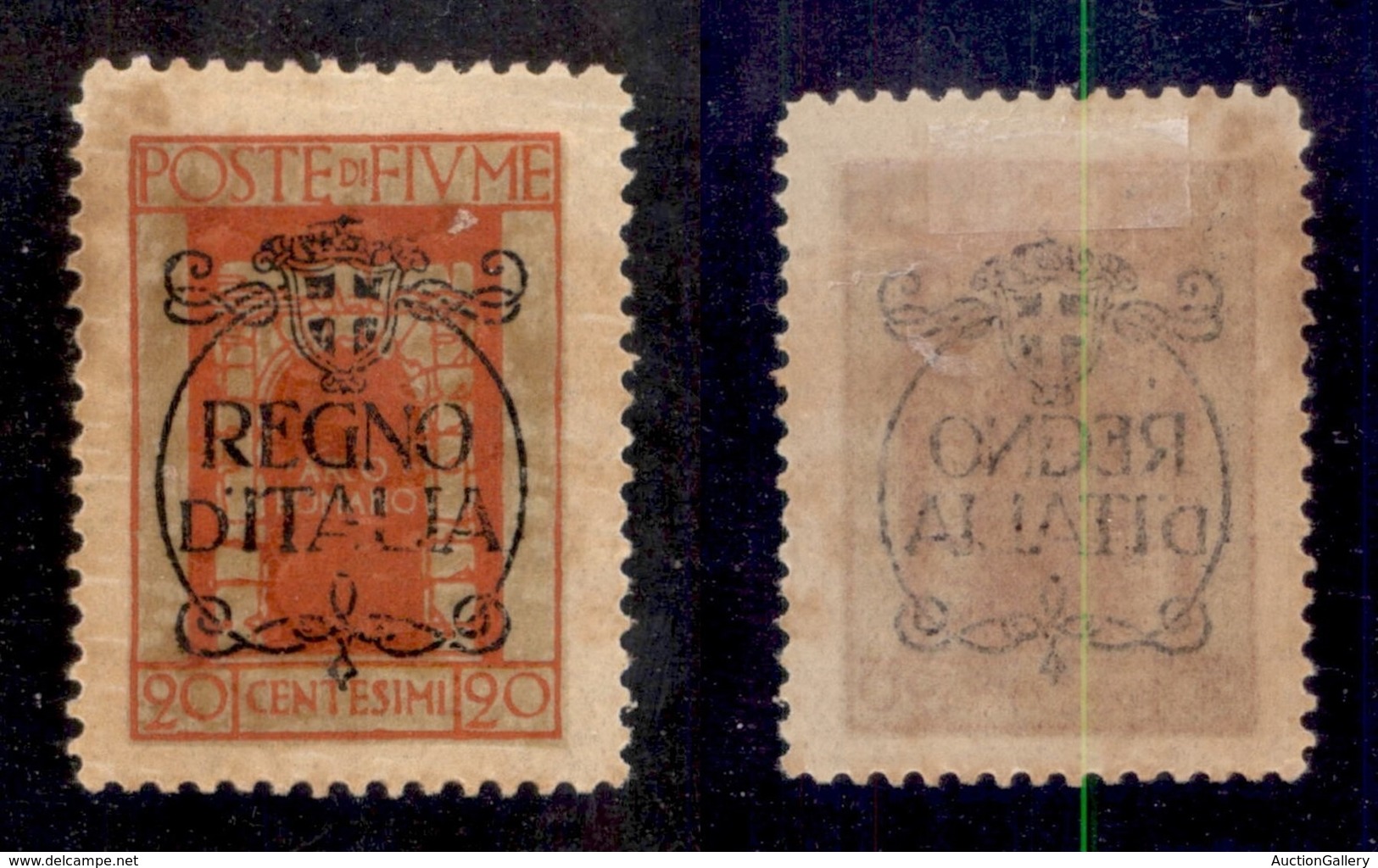 OCCUPAZIONI - FIUME - 1924 - 20 Cent Regno D’Italia (205p-varietà) Con Decalco - Gommato Fronte Retro - Non Catalogato - Fiume